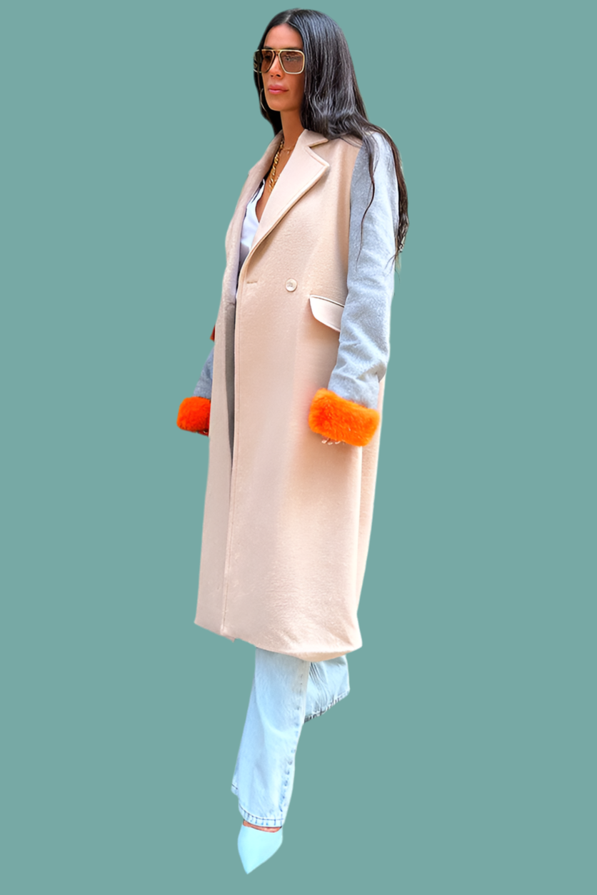 Camel Fur Cuff Petra Coat Pronto