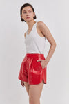 Red Hot Leather Shorts