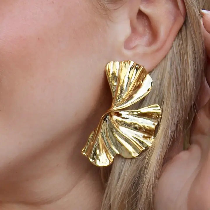 Gold Fan Earring