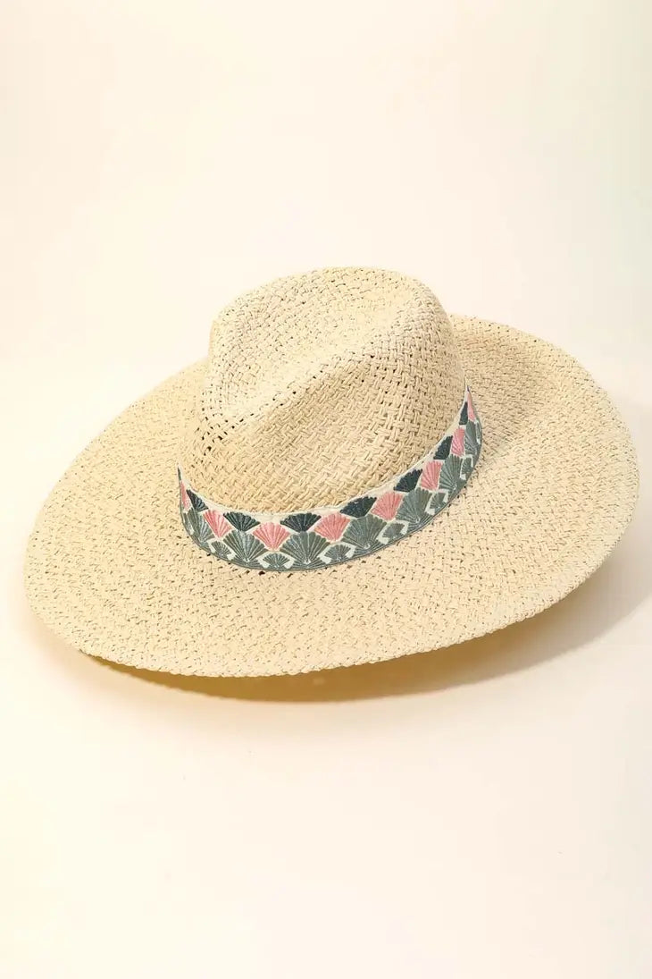 Fan Pattern Strap Fedora Hat