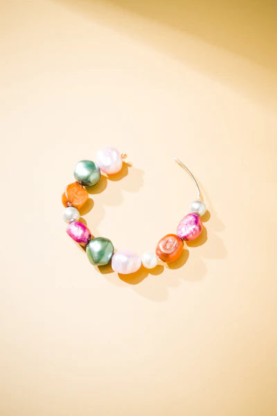Rainbow Hoop Pearl Earrings