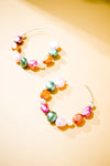 Rainbow Hoop Pearl Earrings
