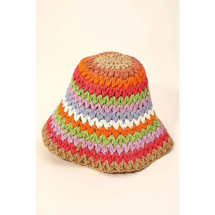 Striped V Knit Bucket Hat