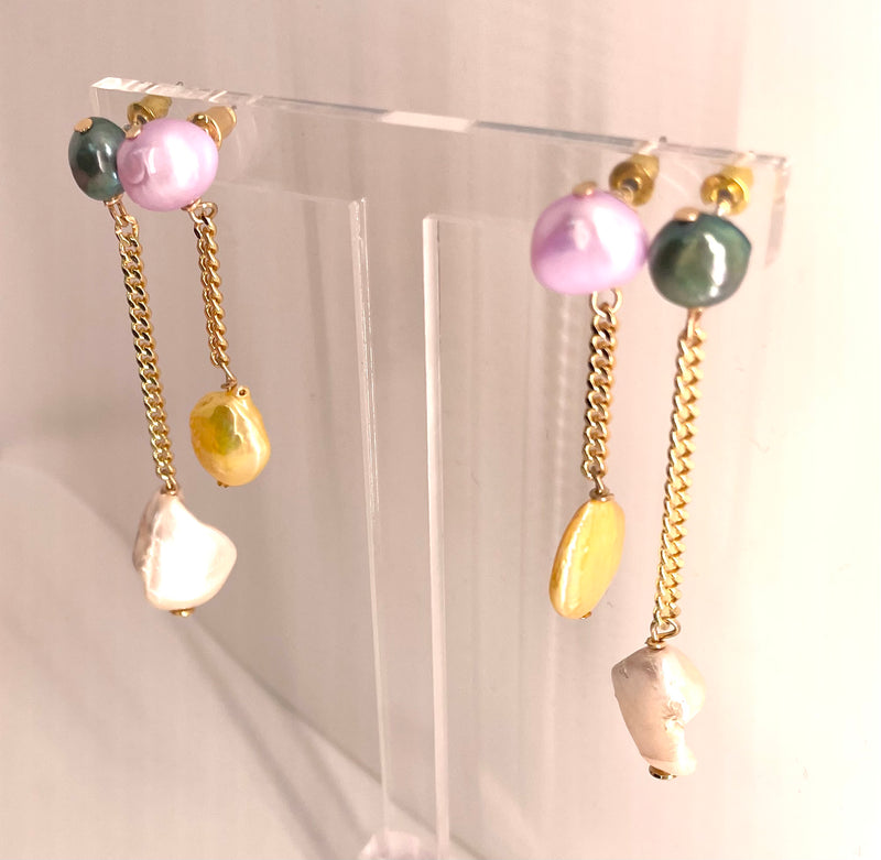 Colorful Pearl Drop Earring